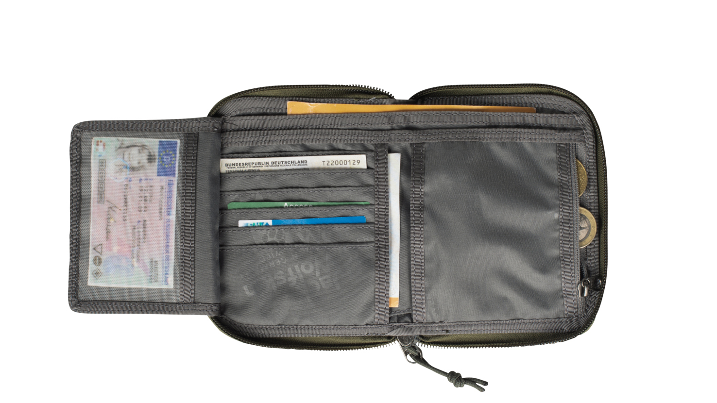 Składany portfel / portmonetka - zamykany na suwak Jack Wolfskin Konya Wallet - kolor: Island Moss